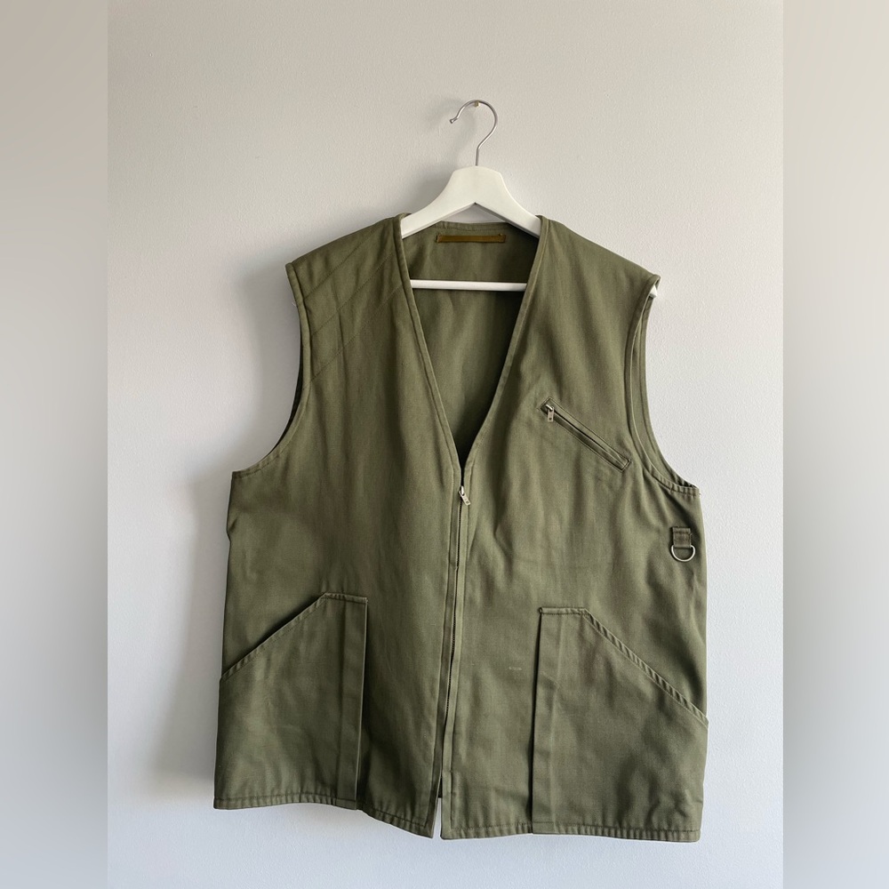 Olive Green Men's vintage Utility workwear fishing Vest